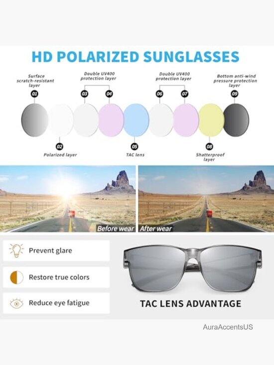 Polarized Fit Over Glasses Sunglasses Oversized Square UV400 Protection main image 4